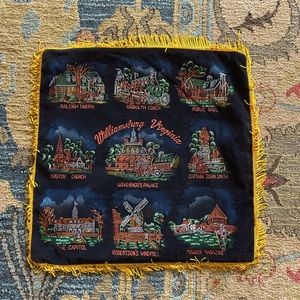 Vtg Williamsburg VA Velvet Pillow Sham Souvenir